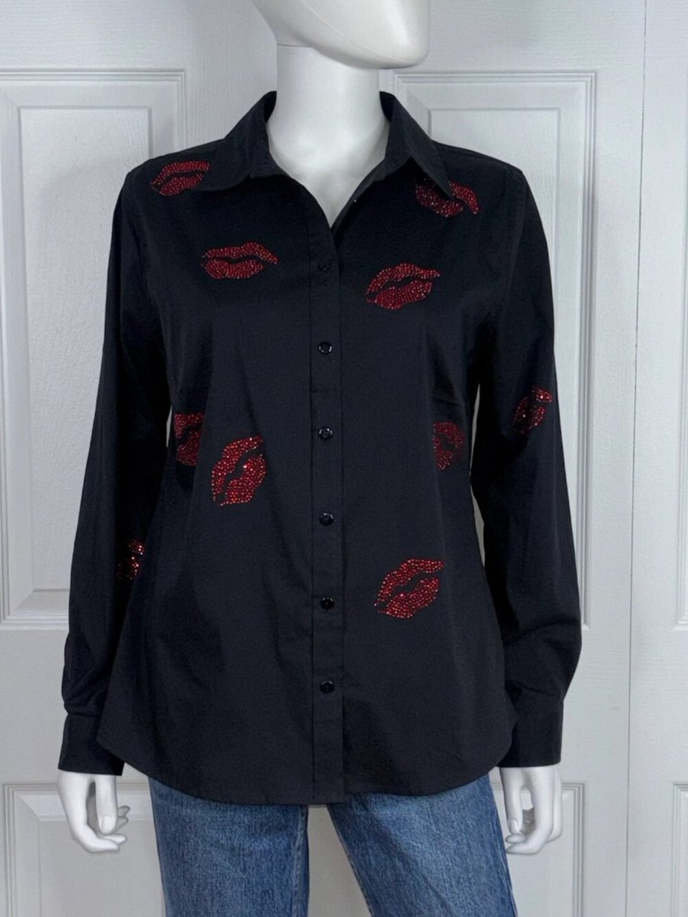 ELENA WANG women's long-sleeve blouse size Medium